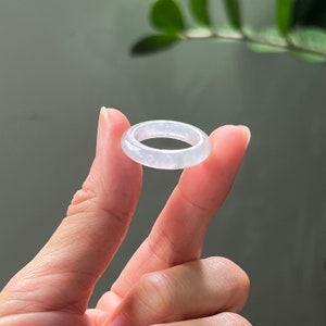 ICY Jade Ring US 8 White Grade A Jadeit Abacus Jade Ring (burmesische Jade)