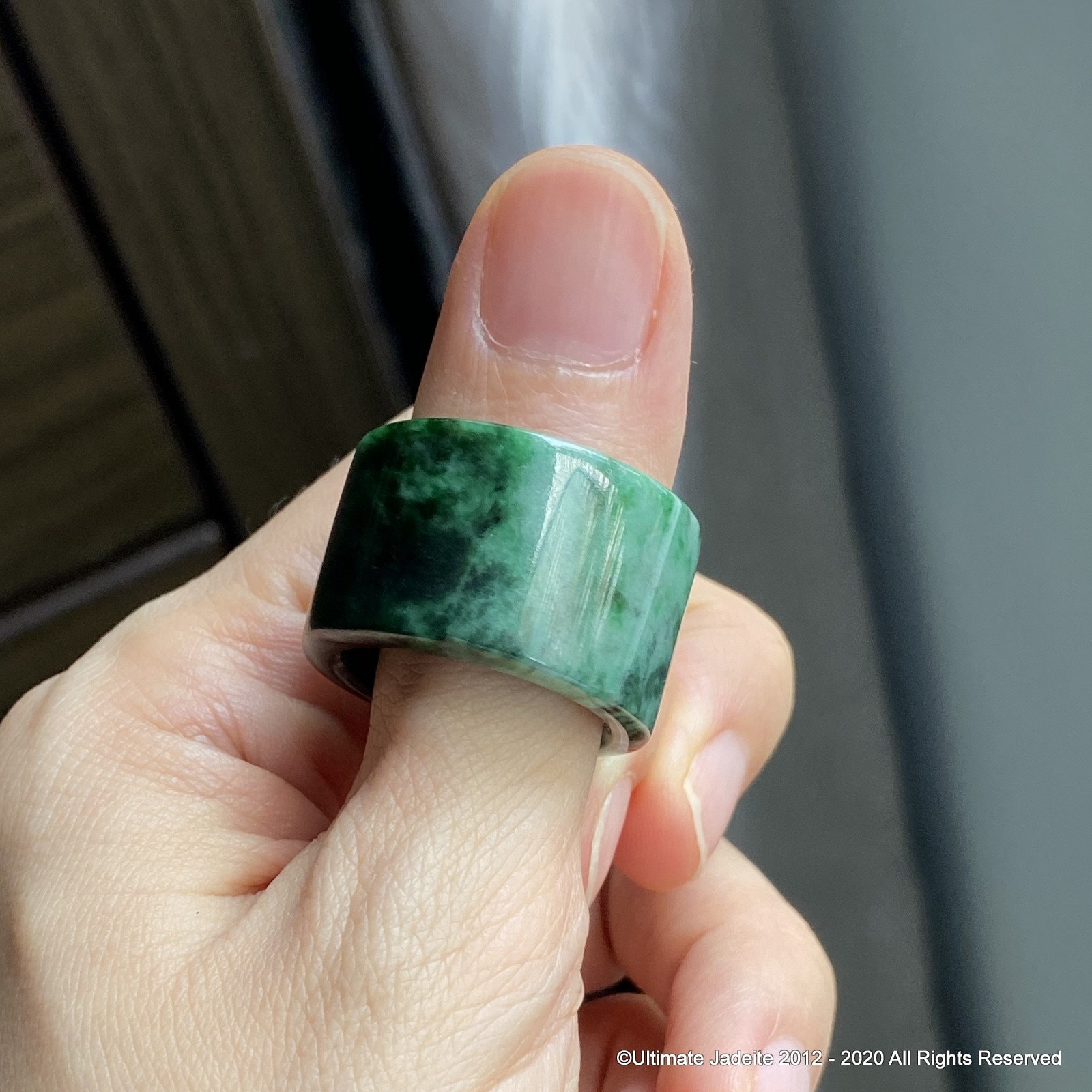 Thumb Jade Ring US 10 Green Tricolor Grade A Jadeite Abacus Jade