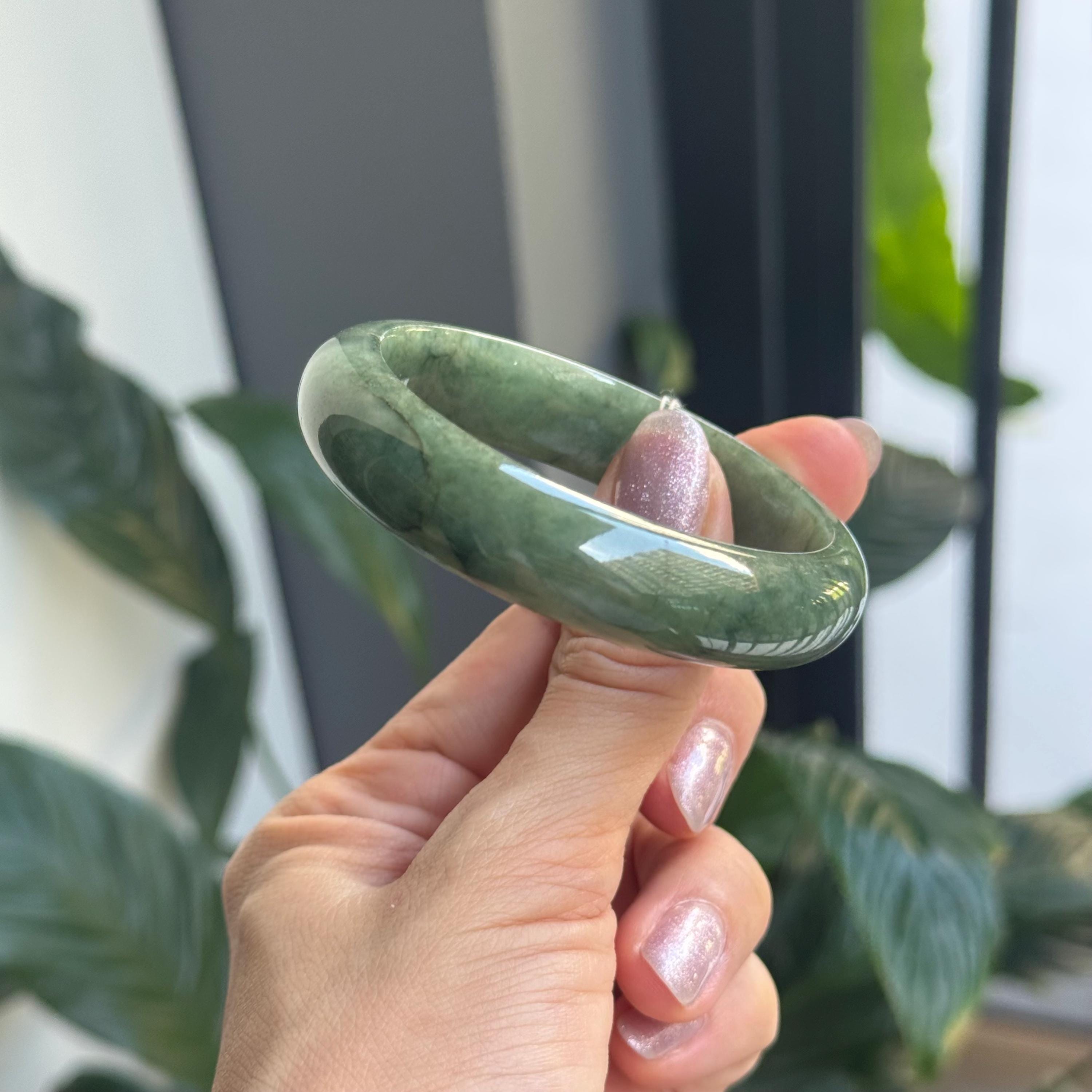 新品　未開封dune テツロッド ラットフィンク Jade Green Dragon Carved Jade Bangle 55.6mm Translucent Green Tricolor