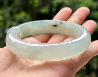 天然翡翠 バングル 56.9 mm 100%天然タイプA ダークグリーン中国画（水墨）翡翠バングル