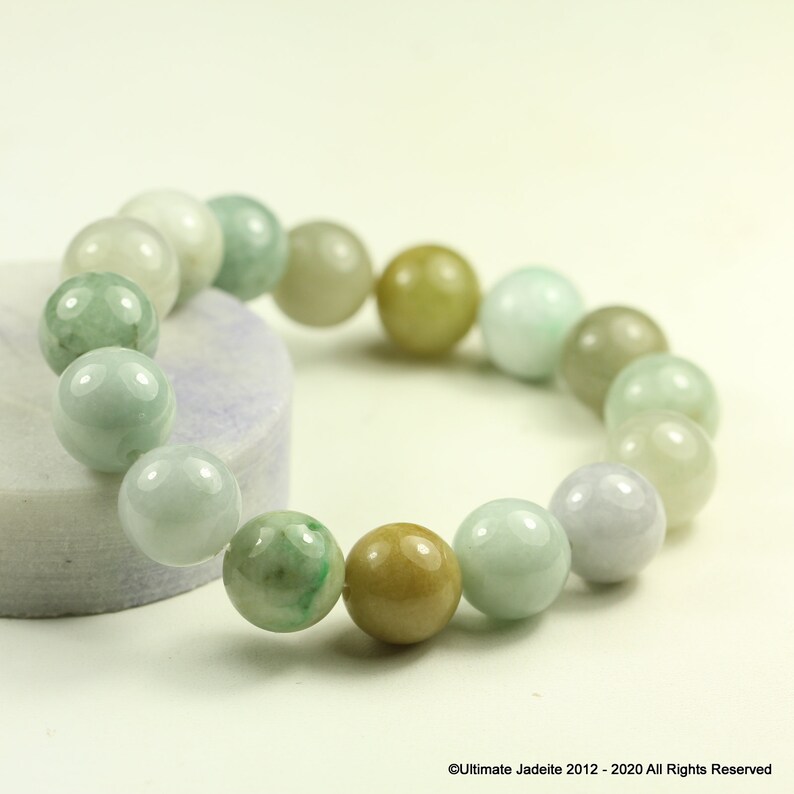 Jade Bead Bracelet 13mm Multi-color Grade A Jadeite on Elastic - Etsy