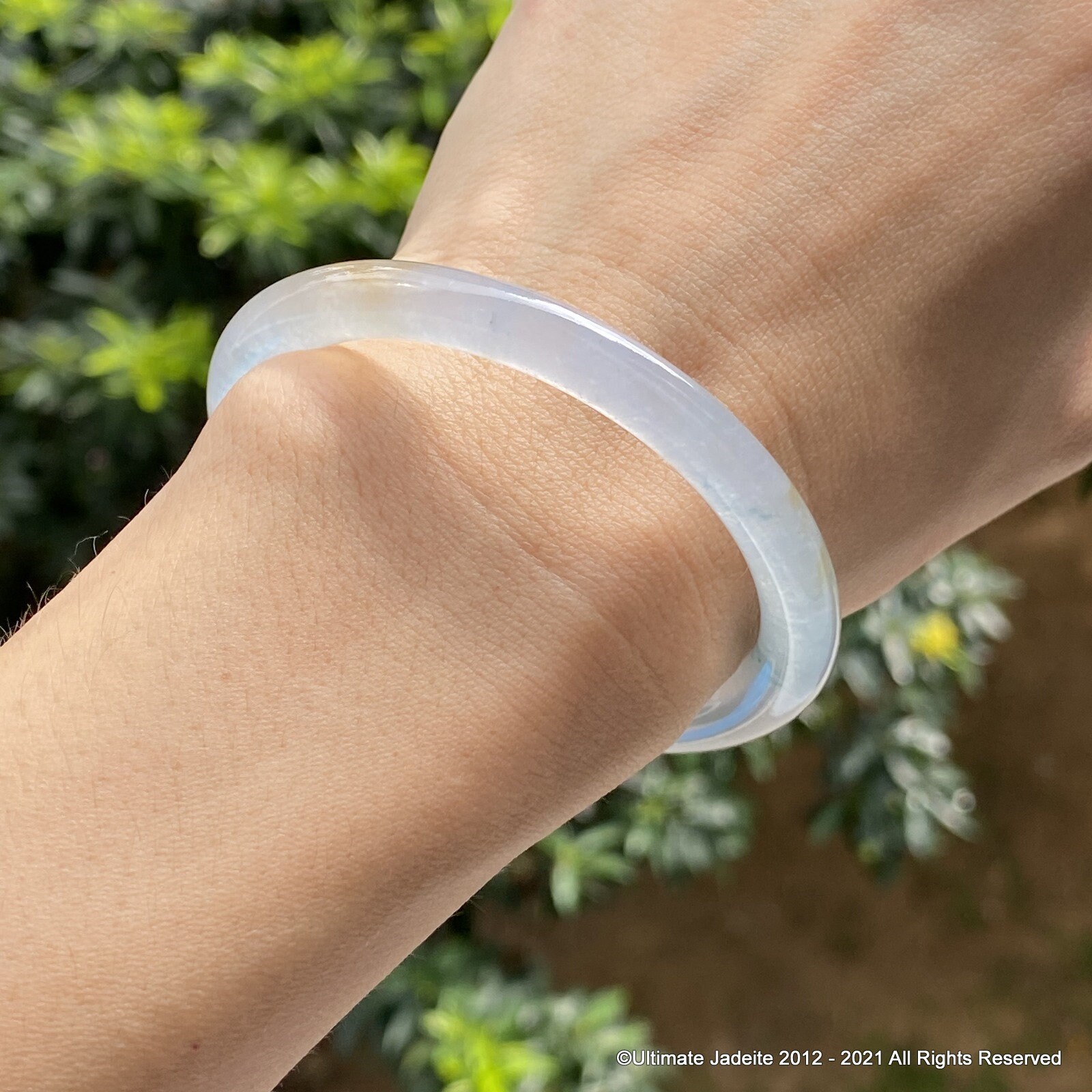 Certified 53.1mm ICY Jade Bangle Colorless Russet Bluish Green Certified 53.1mm ICY Jade Bangle Colorless Russet Bluish Green