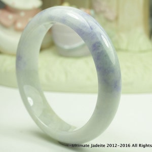 Albite Jadeite Jade Bangle Bracelet - 56.7mm True Lavender BiColor (Grade-A Jade)