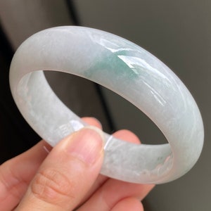 57mm Jade Bangle Greyish White Blue Grade A Jadeite (Burmese Jade)