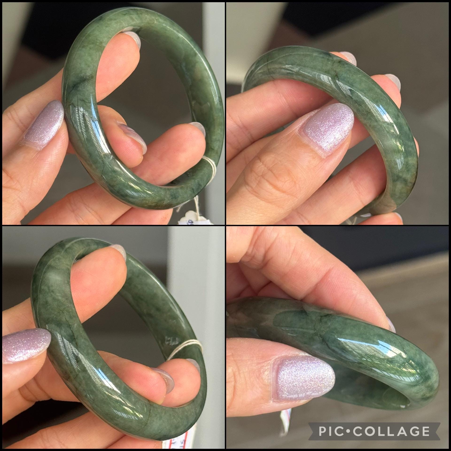 53.1mm Jade Bangle Grade A Jadeite Dark Green MB48KL80