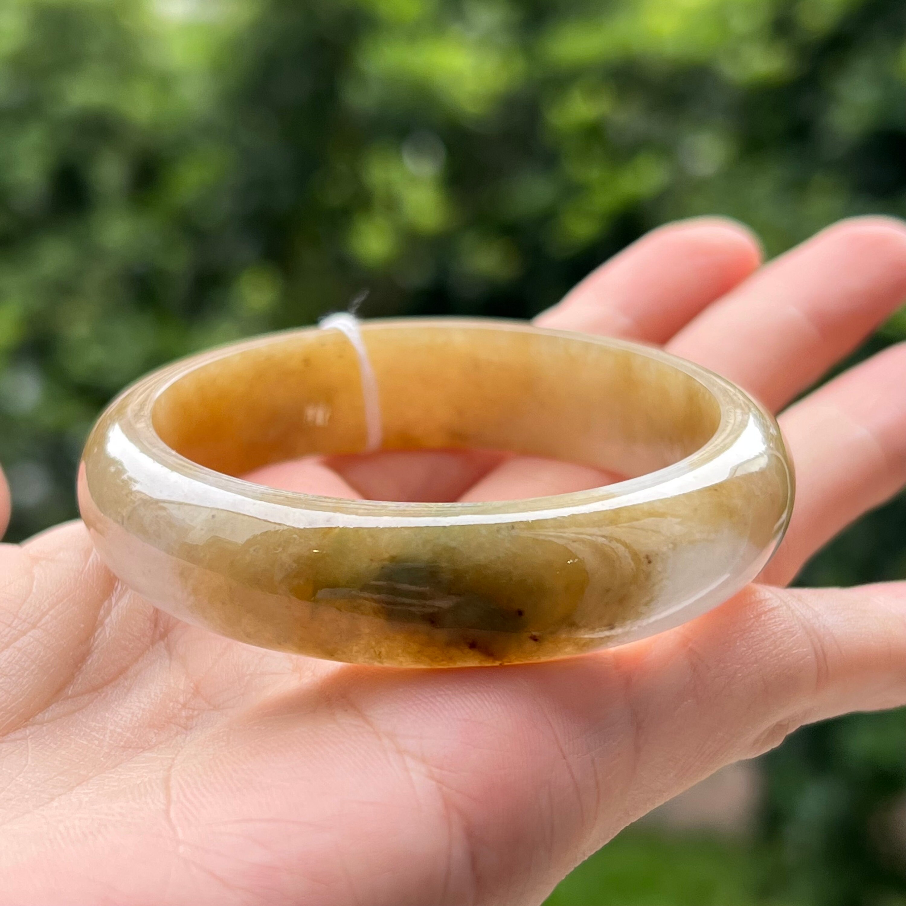 52.16 mm 翡翠バングル ハニーブラウン ニアホワイト グレード A 52.16 mm 翡翠バングル ハニーブラウン ニアホワイト グレード A