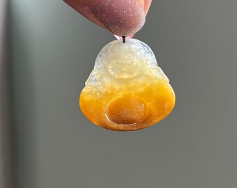 笑う仏陀の翡翠ペンダント イエローハニー 無色 ハッピーブッダ