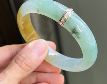 専用❣️三色翡翠バングル 53.5 mm 翡翠バングル ラベンダー トリカラー グレード A