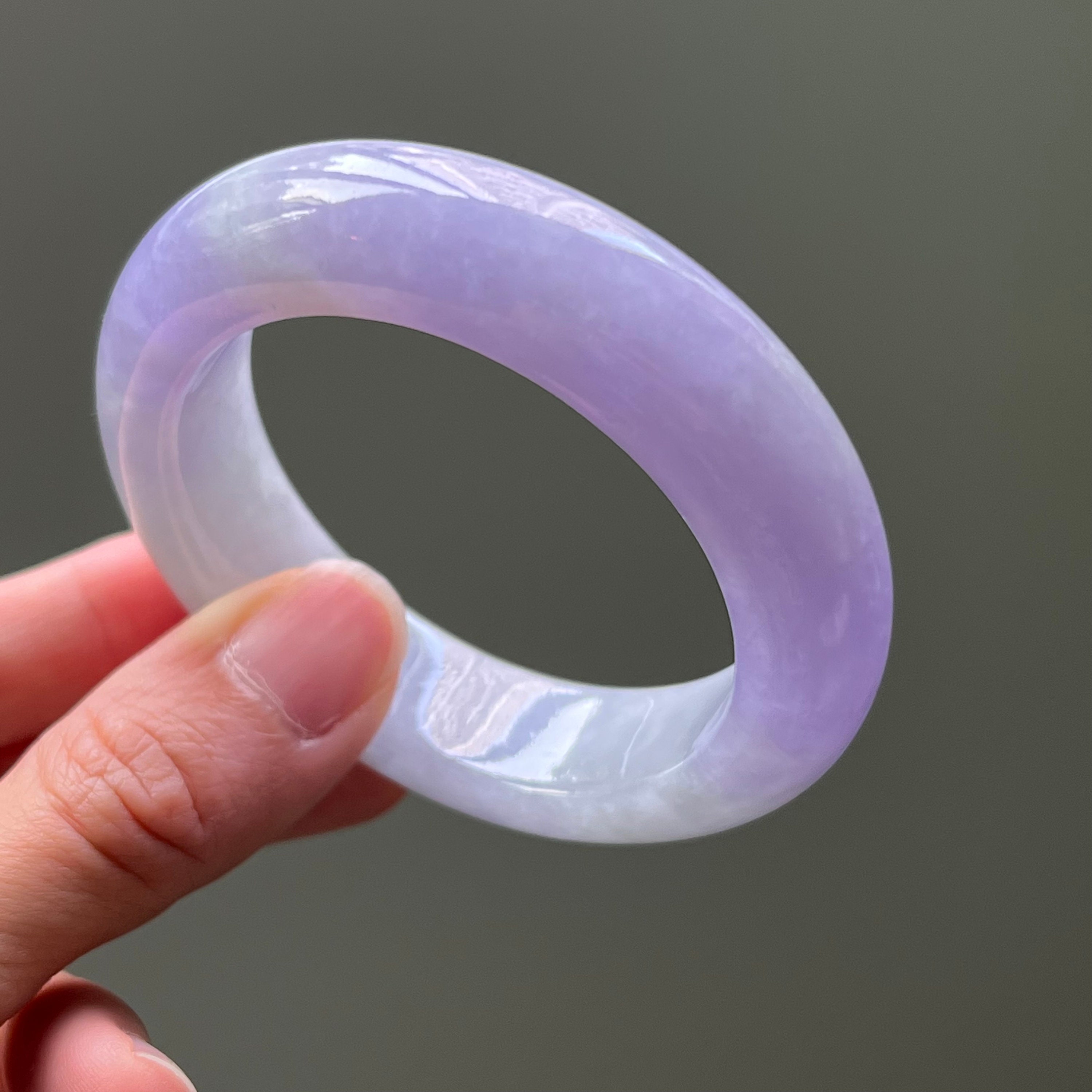 認定52.36 mm翡翠バングル 鮮やかなライラック ラベンダー 淡い