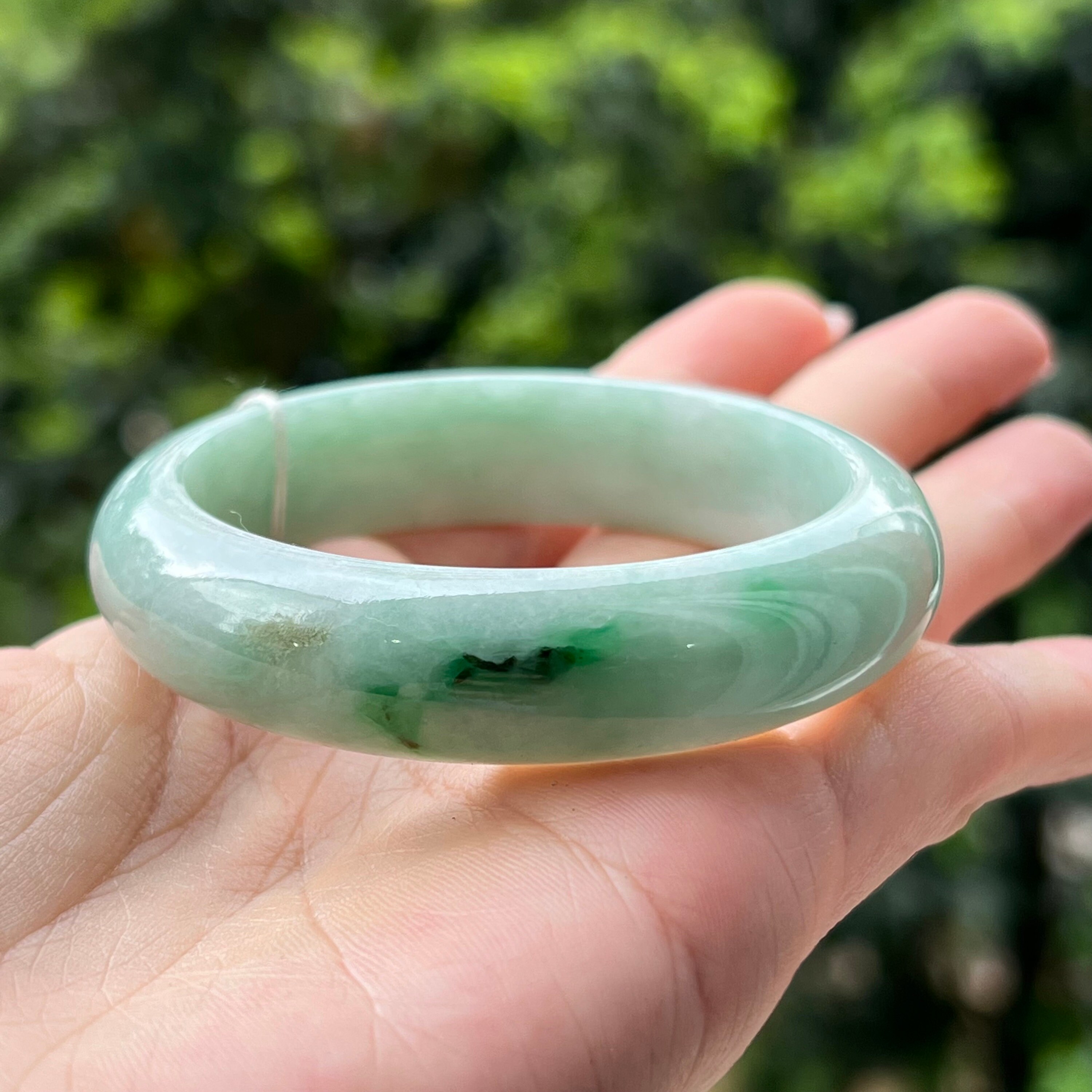 50.9 mm 翡翠バングル グリーン トリカラー グレードA 翡翠 MB1KL18