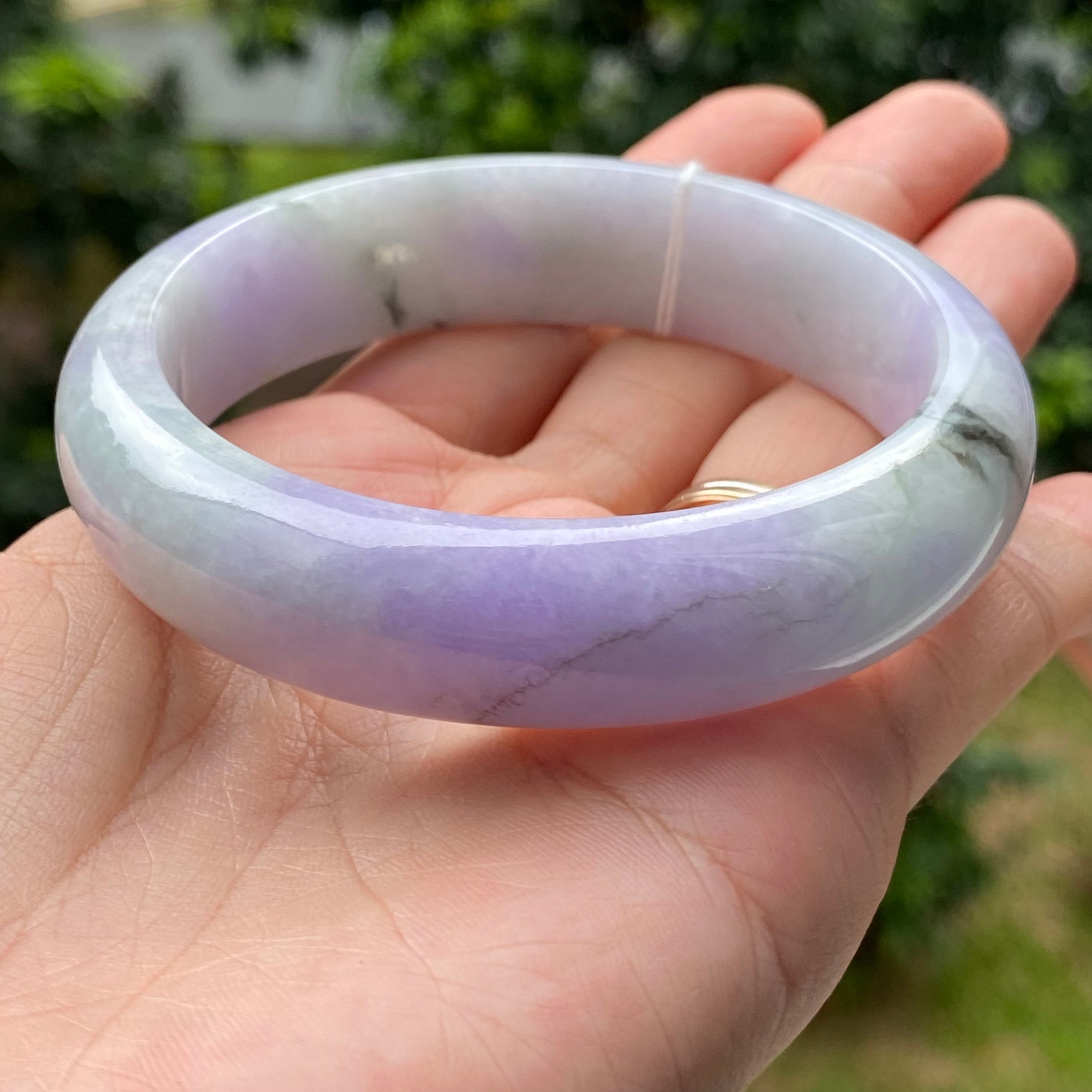 57.24 mm 翡翠バングル グレード A ジェダイト ラベンダー グリーン