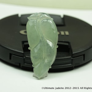 Jadeite Jade Pendant -- Leaf Faint Green Very Translucent (Grade A)