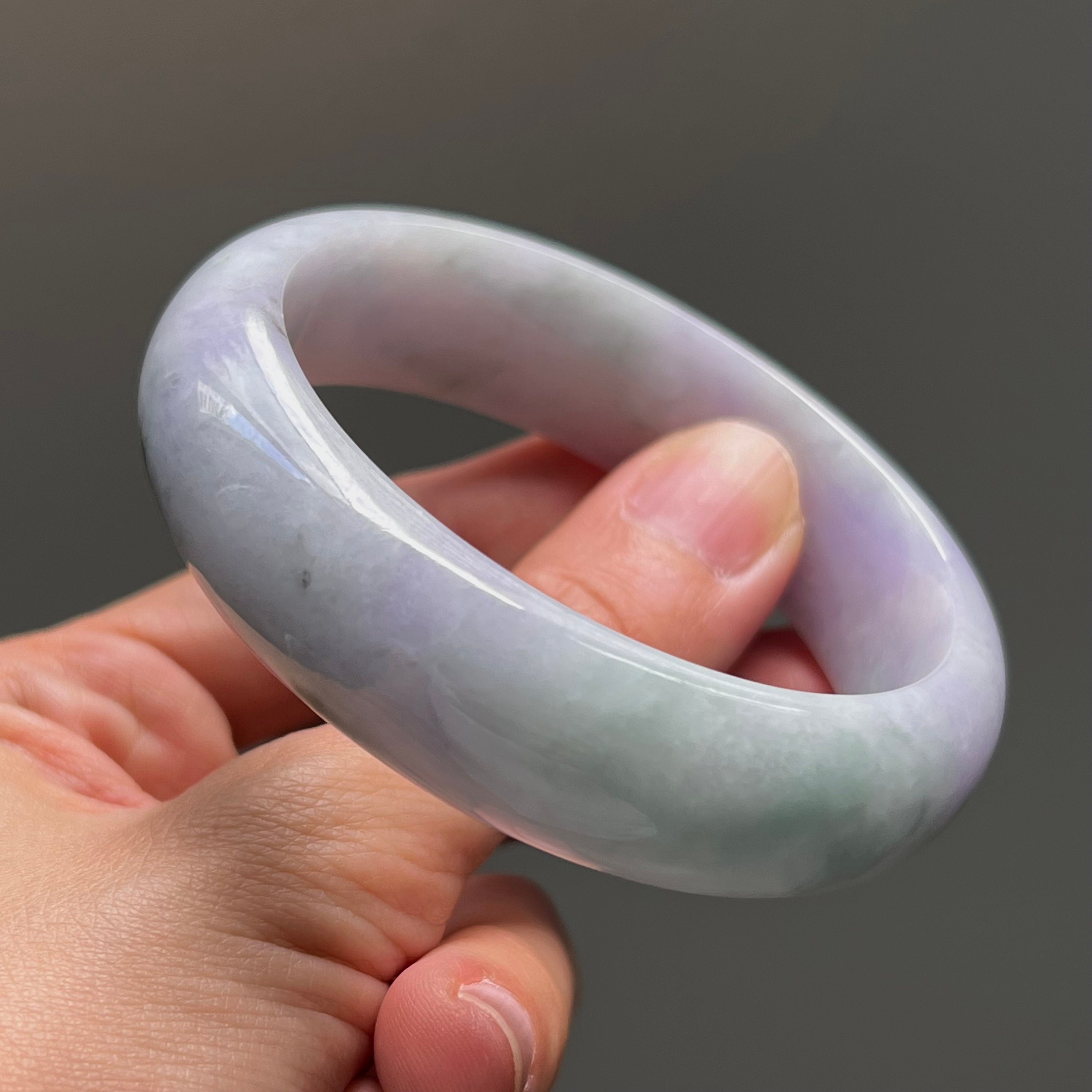 57.6mm Lavender Jade Bangle Grade A Jadeite Tricolor 57.6mm Lavender Jade Bangle Grade A Jadeite Tricolor