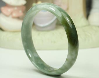 Jadeita Jade brazalete - 57.2mm blanco y verde (grado A Jade)