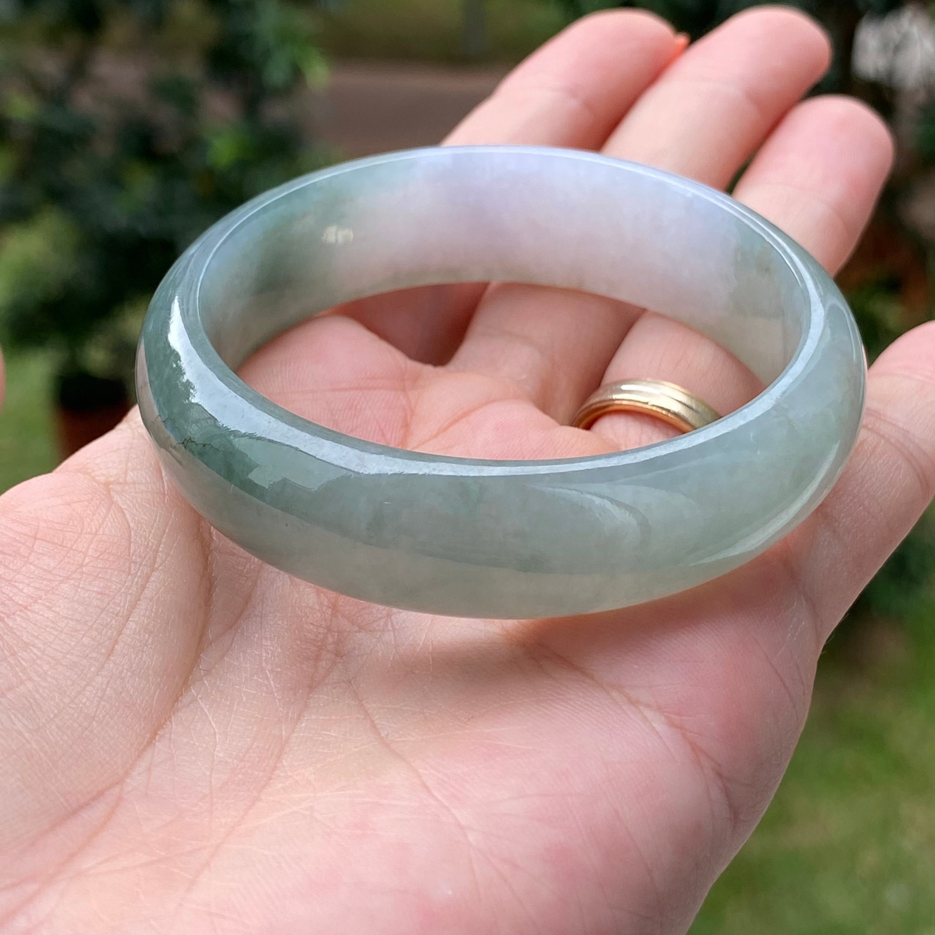 51.35mm Jade Bangle Grade A Jadeite Translucent Bluish Green