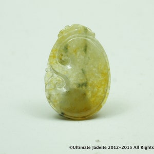 Jadeite Jade Pendant -- ICY Russet Pollen Yellow BiColor (Grade A)