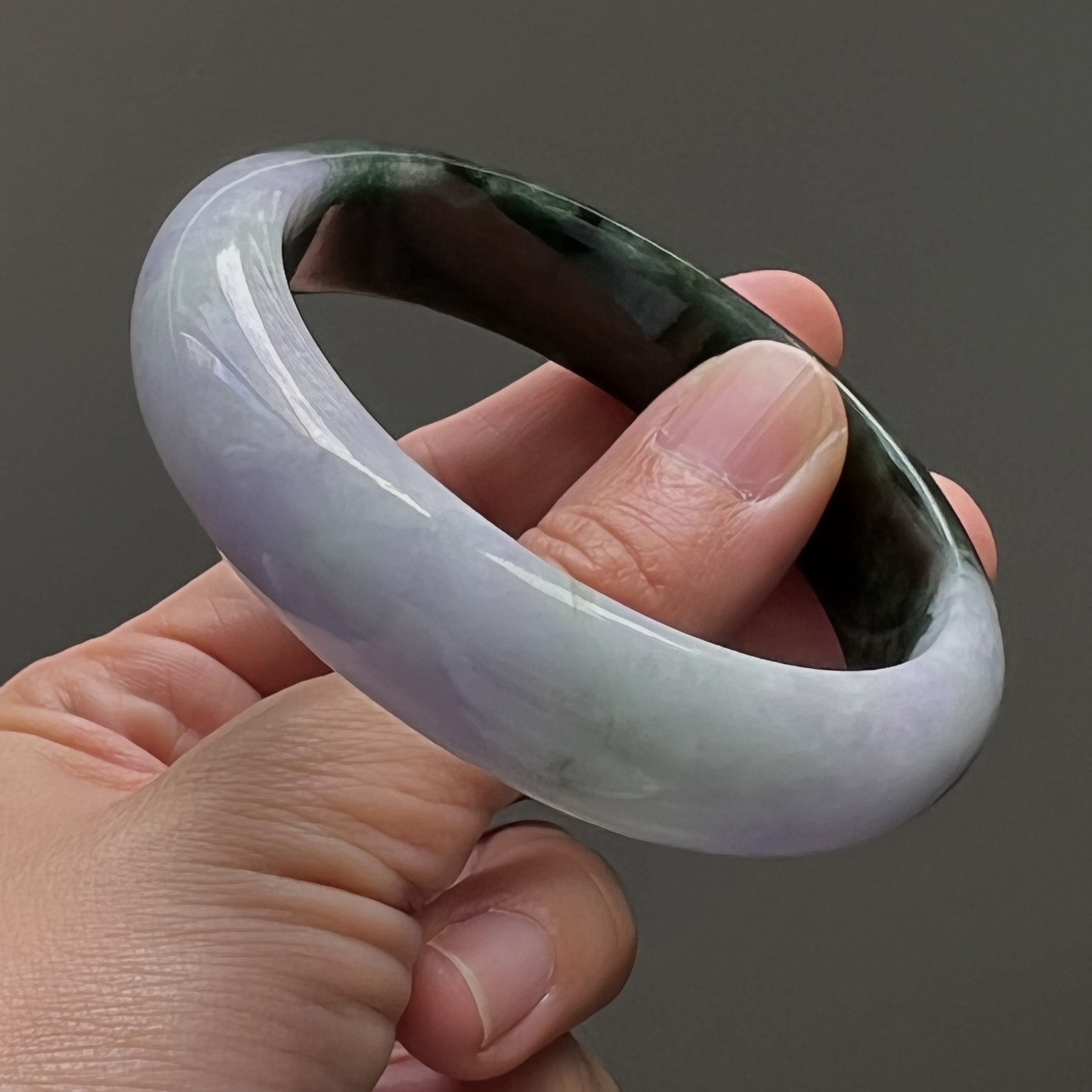 59.13mm Lavender Jade Bangle Grade A Jadeite Tricolor