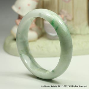Brazalete de Jade Natural - 59.04mm Blanco y Verde Vivi (Grado A Jadeita Jade)