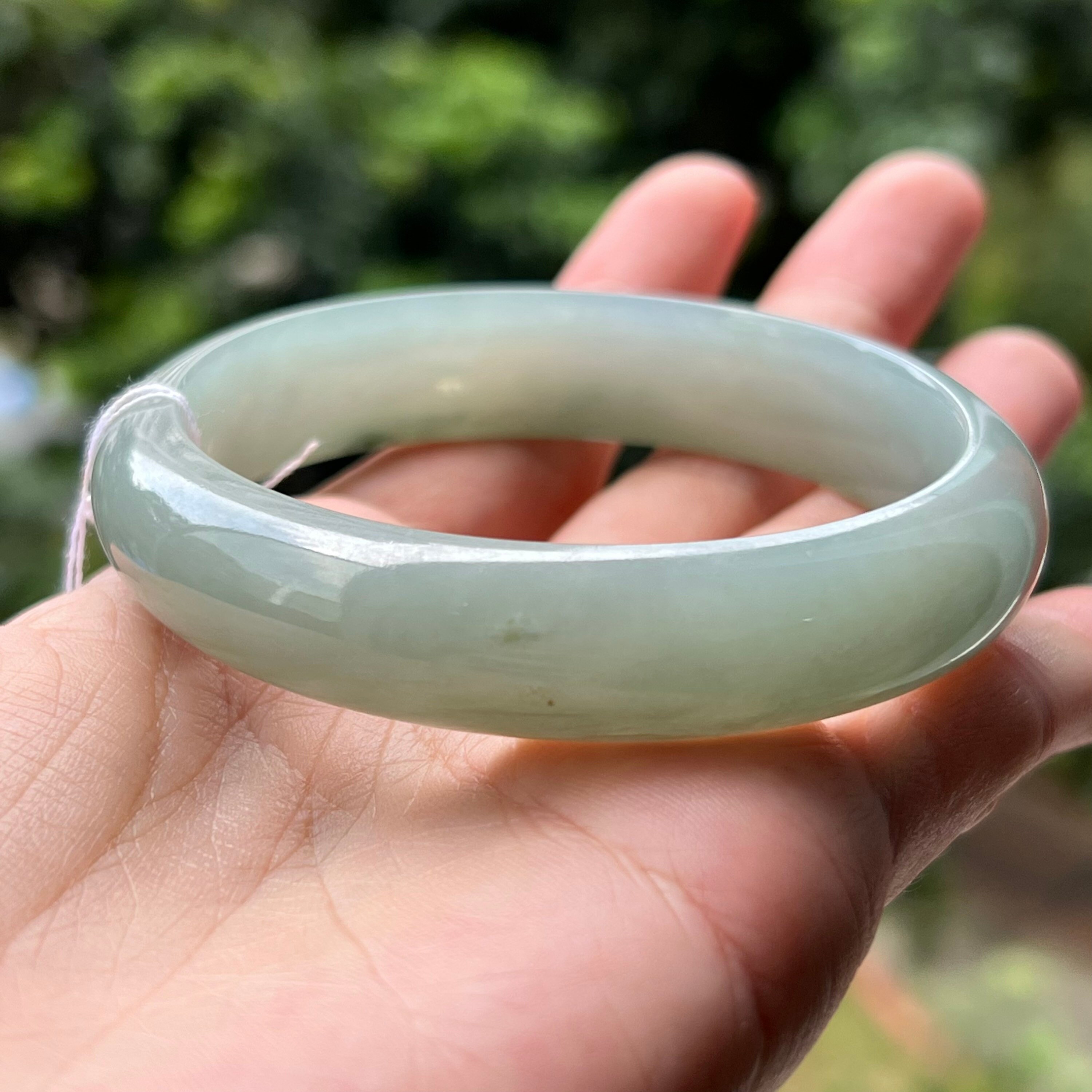 59.35 mm 天然翡翠バングル 細粒 青みがかったグリーン MB6L5L10