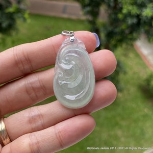 Icy Ruyi Jade Pendant Faint Green Grade A Jadeite Burmese / Myanmar Jade