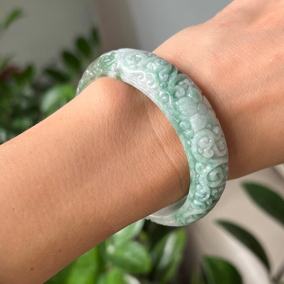 MULTICOLOR Jadeite Jade Chinese Hand Carved 59mm Bangle Bracelet | Bangle  bracelets, Hand carved, Jadeite