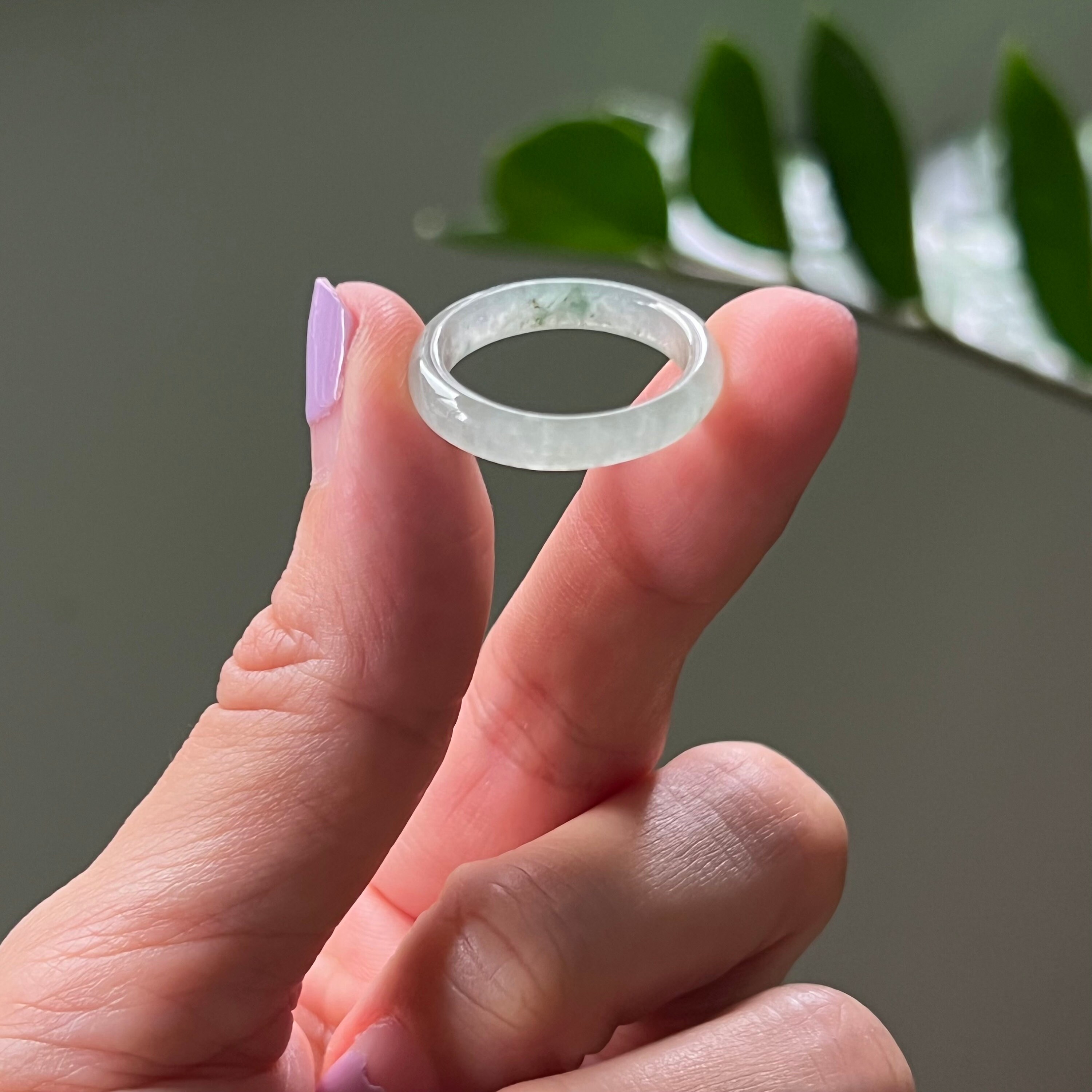 ICY 翡翠リング US 7.75 淡い青緑色 タイプ A ジェダイト 翡翠バンド