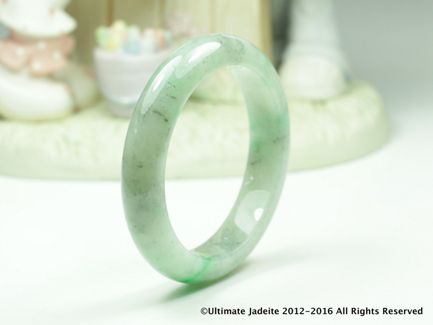 ジェダイト 翡翠 バングル - 54.7 mm ビビッド グリーン トリカラー
