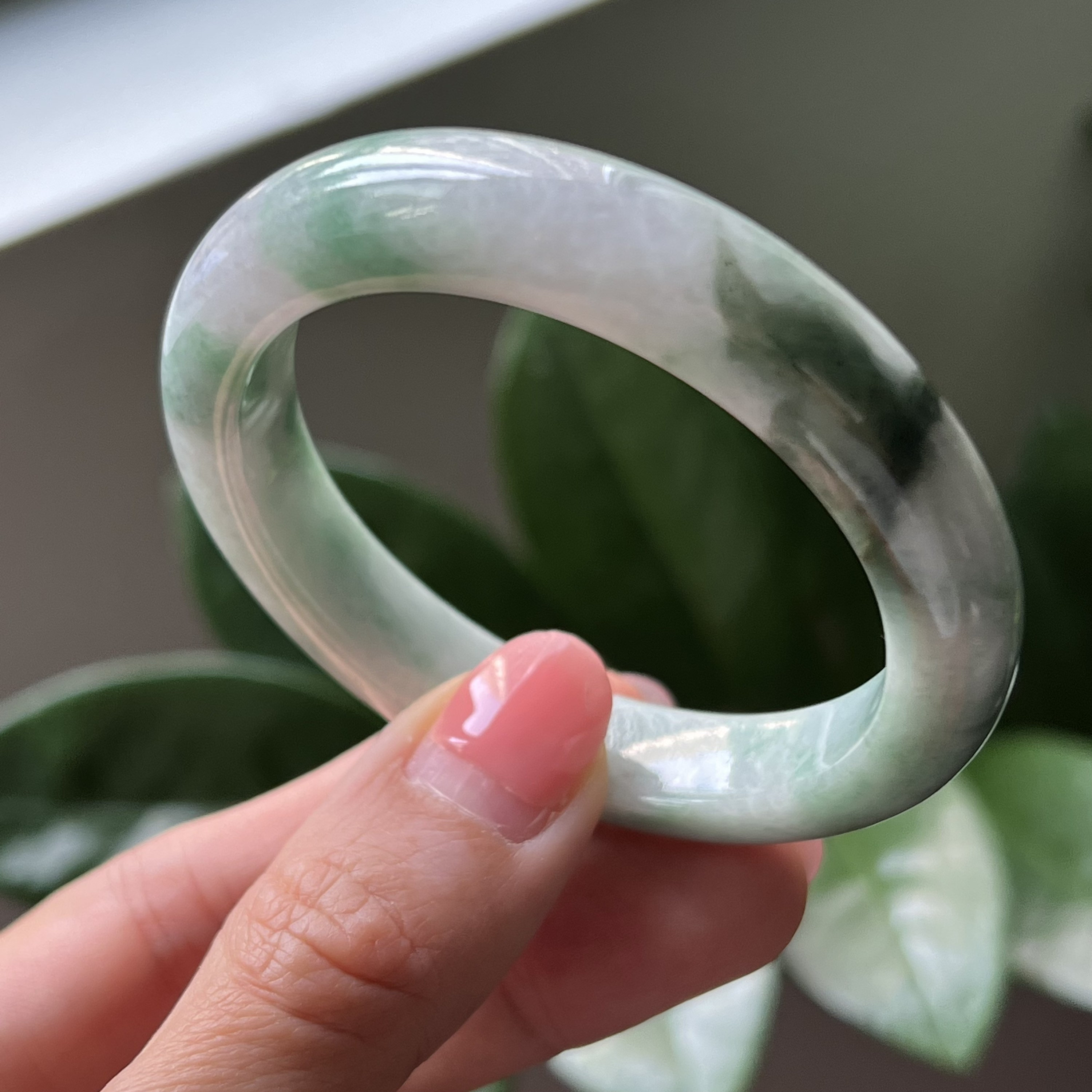 50.6 mm 翡翠バングル グレード A ジェダイト ダークグリーン トリ