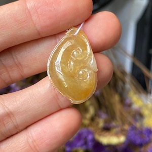 Jadeite Jade Pendant -- Uniform Honey Brown Ruyi (Grade A)
