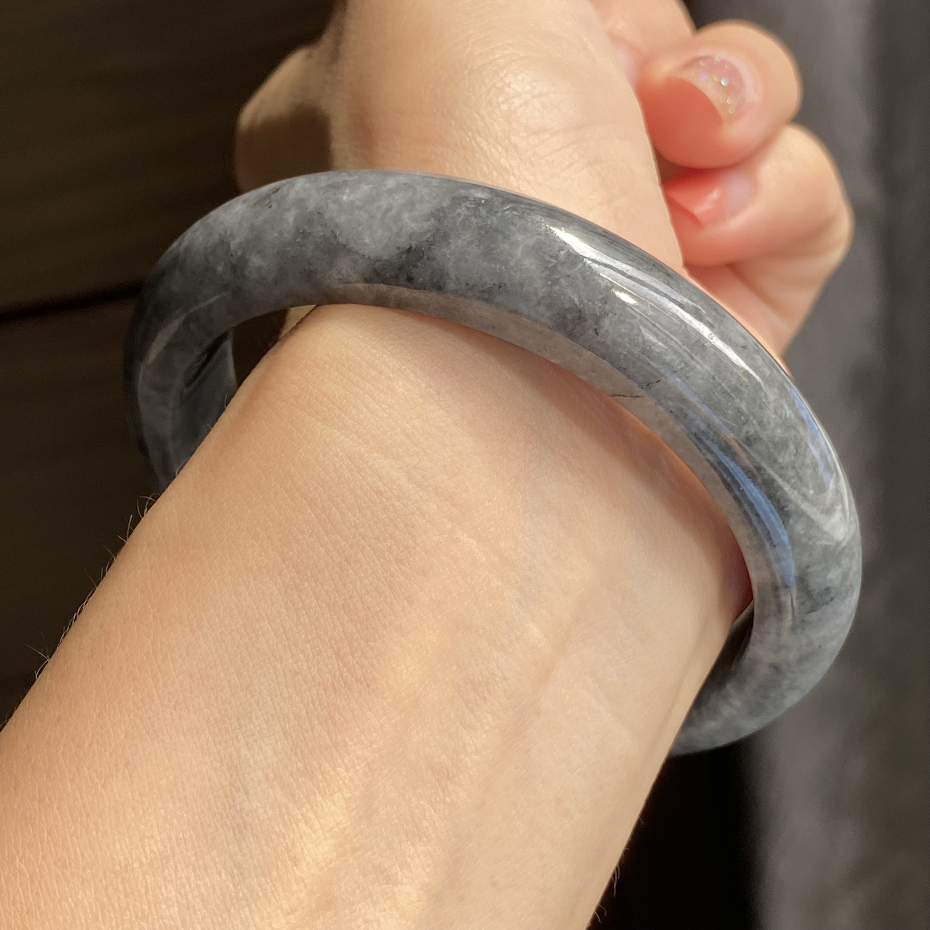 59.5mm Jade Bangle Grade A Jadeite Smokey Grey Burmese Jade Bangle MDK86L12 Etsy