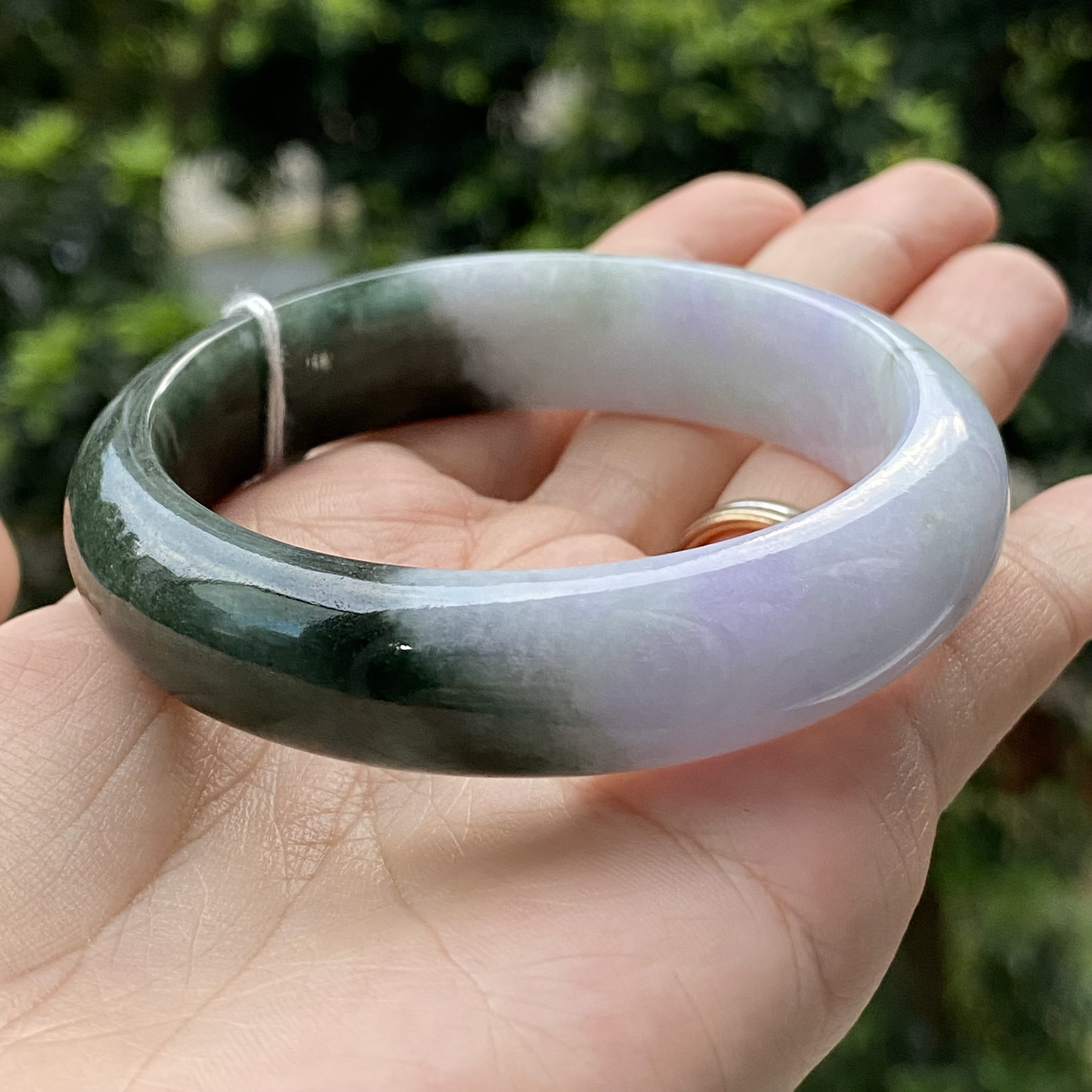 55.1mm Jade Bangle Grade A Jadeite Lavender Darkgreen Tricolor 