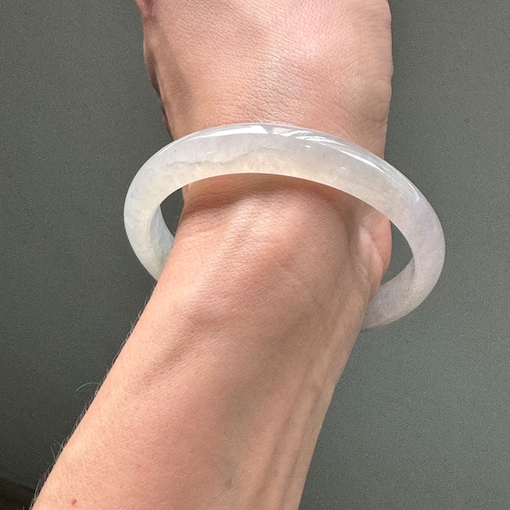 ICY 53.6 mm 翡翠バングル グレード A ジェダイト 非常に半透明 無色