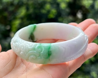 57.7 mm 翡翠バングル グレード A ジェダイト オリーブグリーン バイ