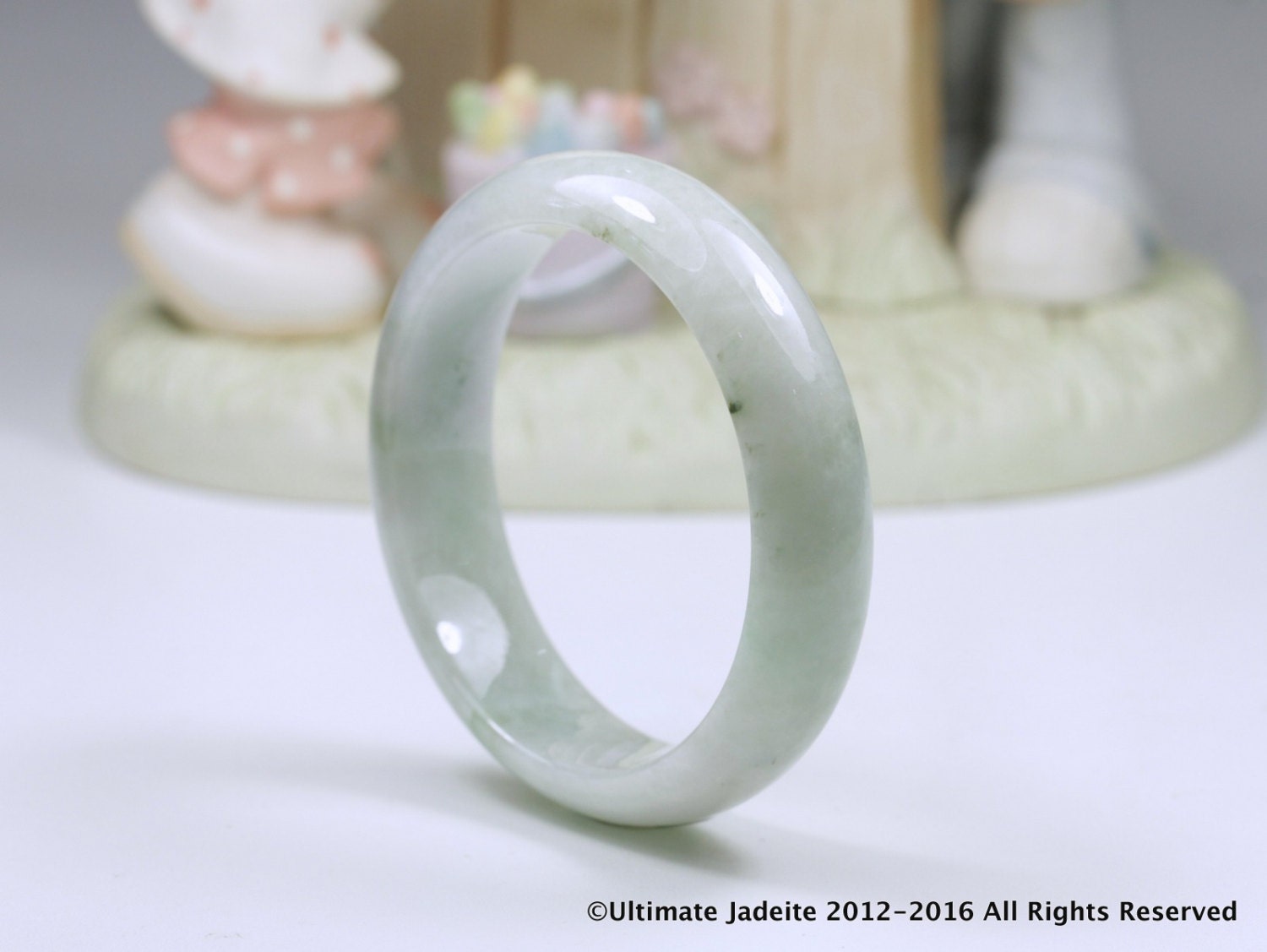 翡翠ハングル ジェダイト 翡翠 バングル - 54.86 mm オフホワイト フラワー
