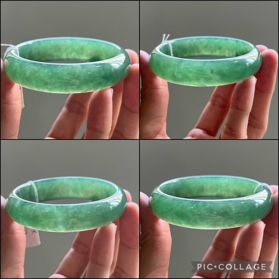 57.4mm Jade Bangle Translucent Uniform Bluish Green Grade A 