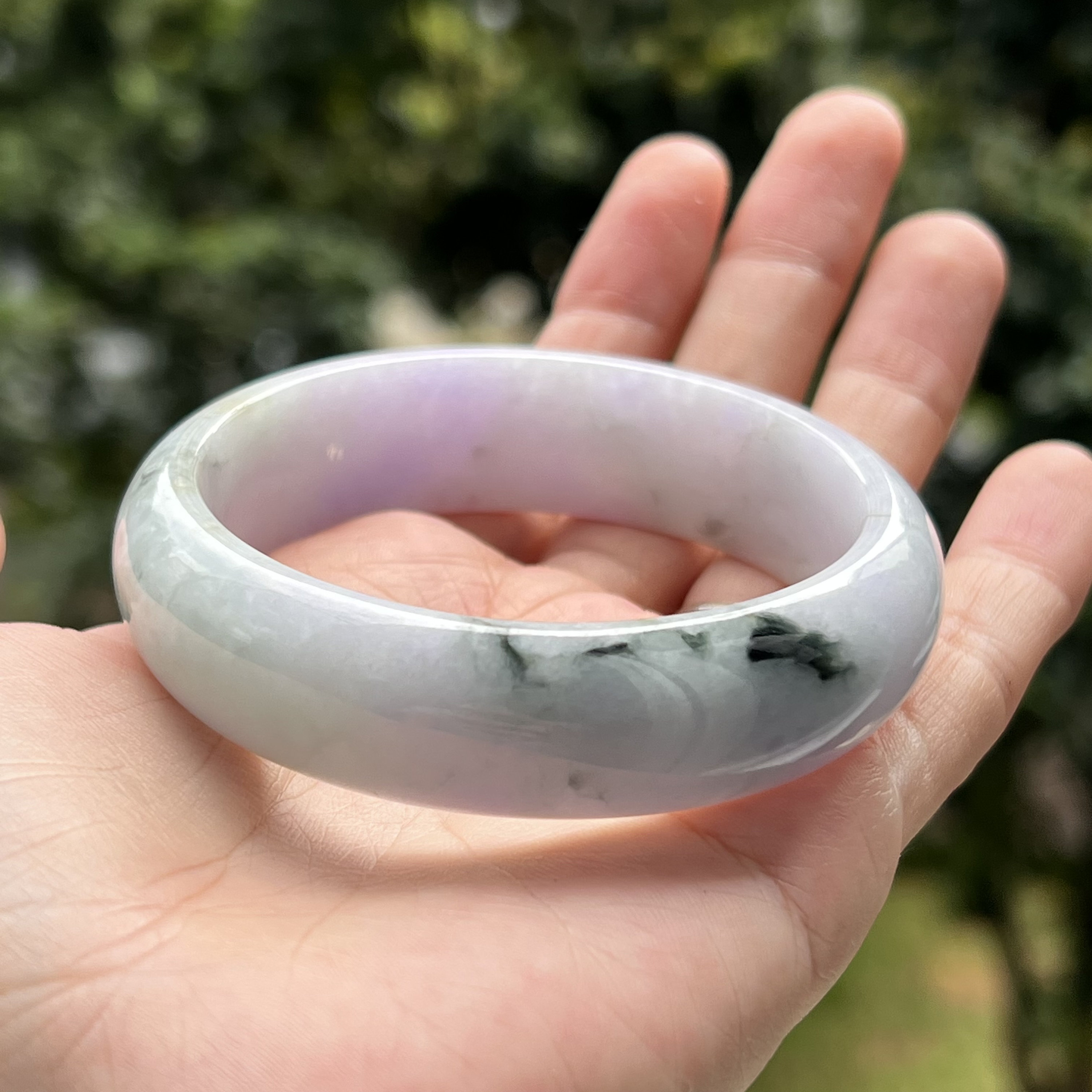 57.6mm Lavender Jade Bangle Grade A Jadeite Tricolor 57.6mm Lavender Jade Bangle Grade A Jadeite Tricolor