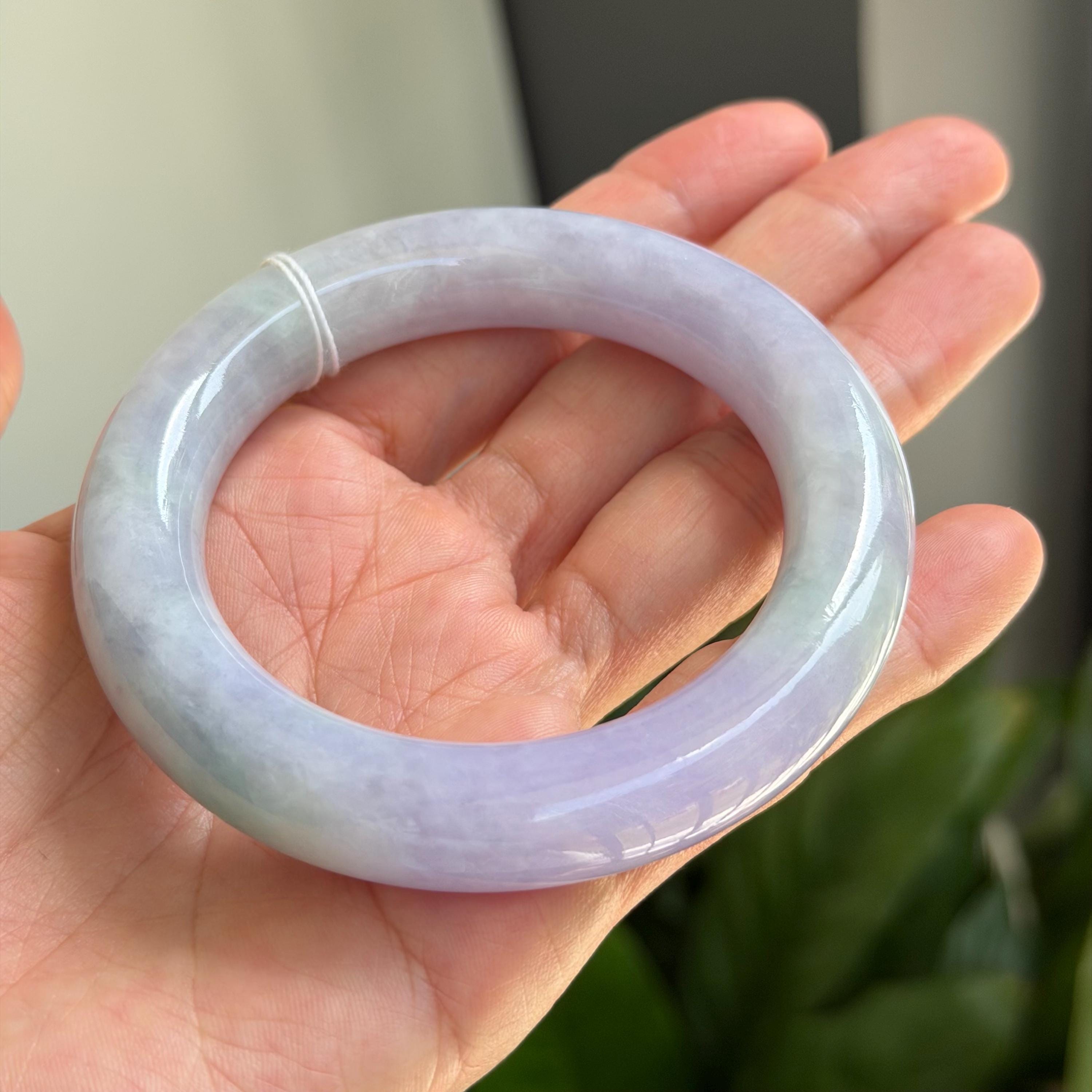 ラベンダー翡翠バングル ラウンド 55.4 mm グレードA 翡翠 MB287LL