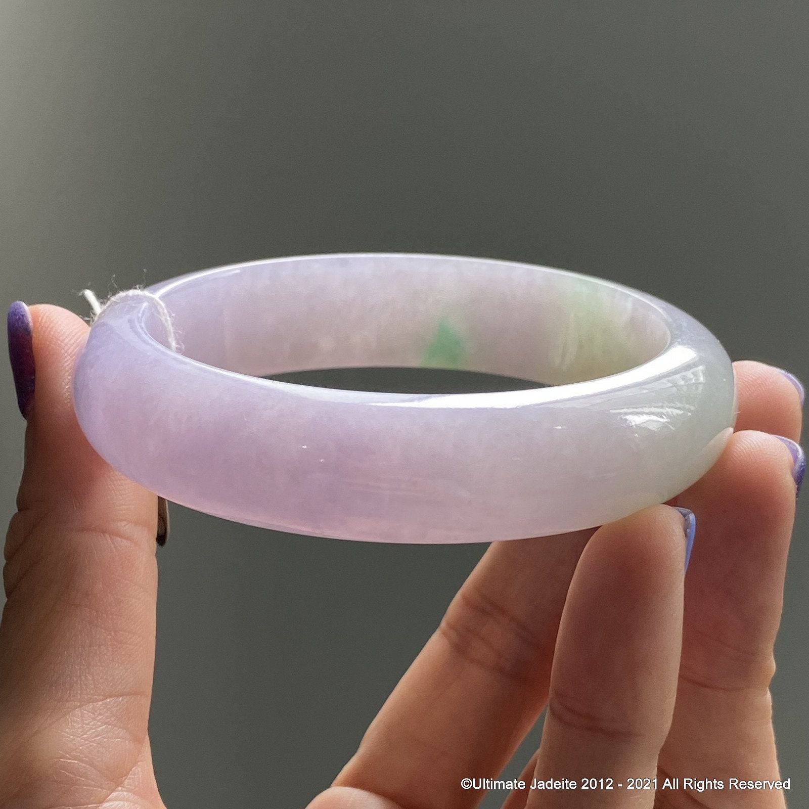 58.6mm Pink Lavender Jade Bangle Grade A Jadeite Burmese Jade 