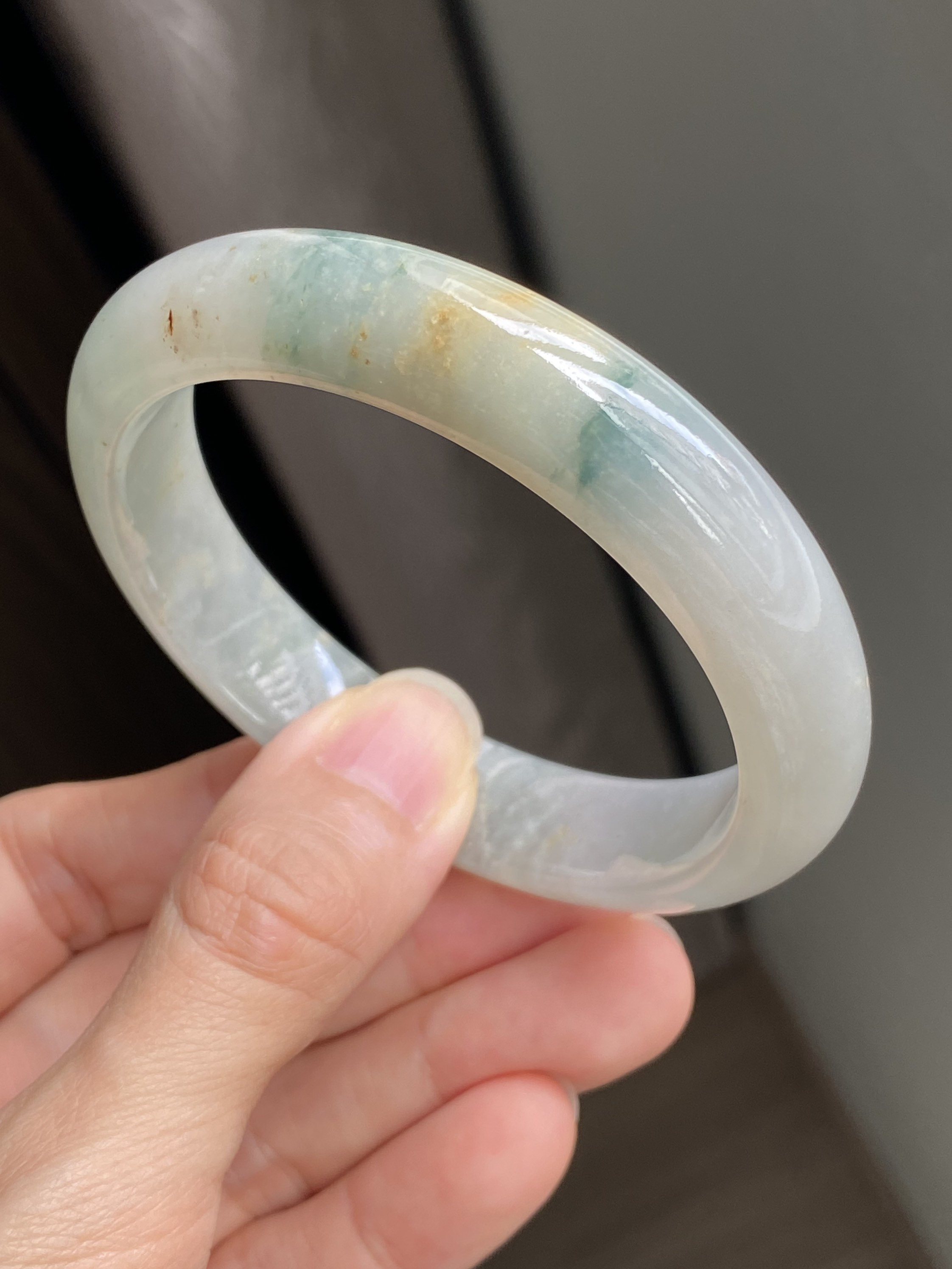 57.33mm Jade Bangle Translucent Tricolor Grade A Jadeite 57.33mm Jade Bangle Translucent Tricolor Grade A Jadeite