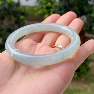 54.78mm Round Jade Bangle Very Translucent Faint Green/ Near Colorless Grade A Jadeite MB2LL78 (Burmese Jade)