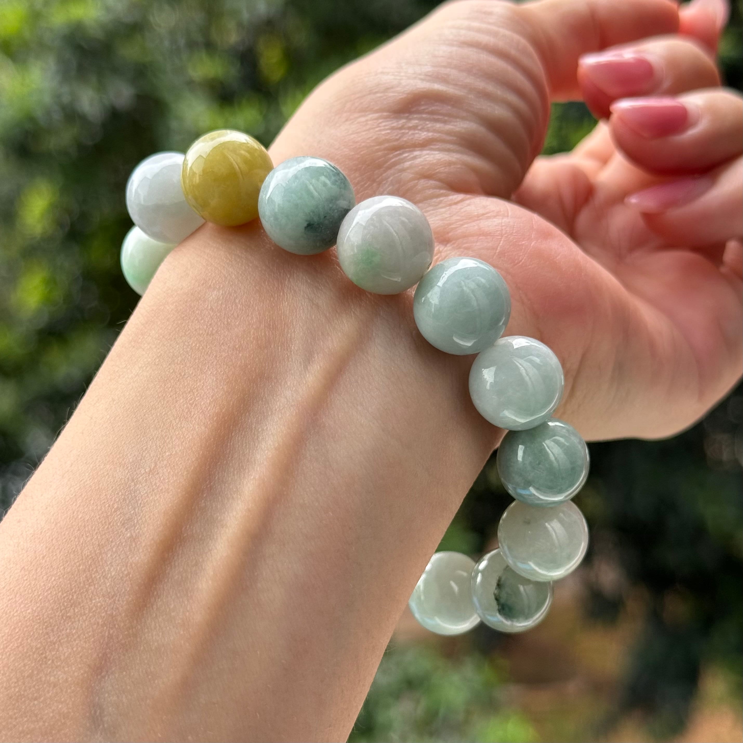 12.5mm Jade Bead Bracelet Multi-color With Elastic String Grade A