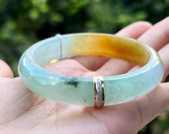 専用❣️三色翡翠バングル 53.5 mm 翡翠バングル ラベンダー トリカラー グレード A