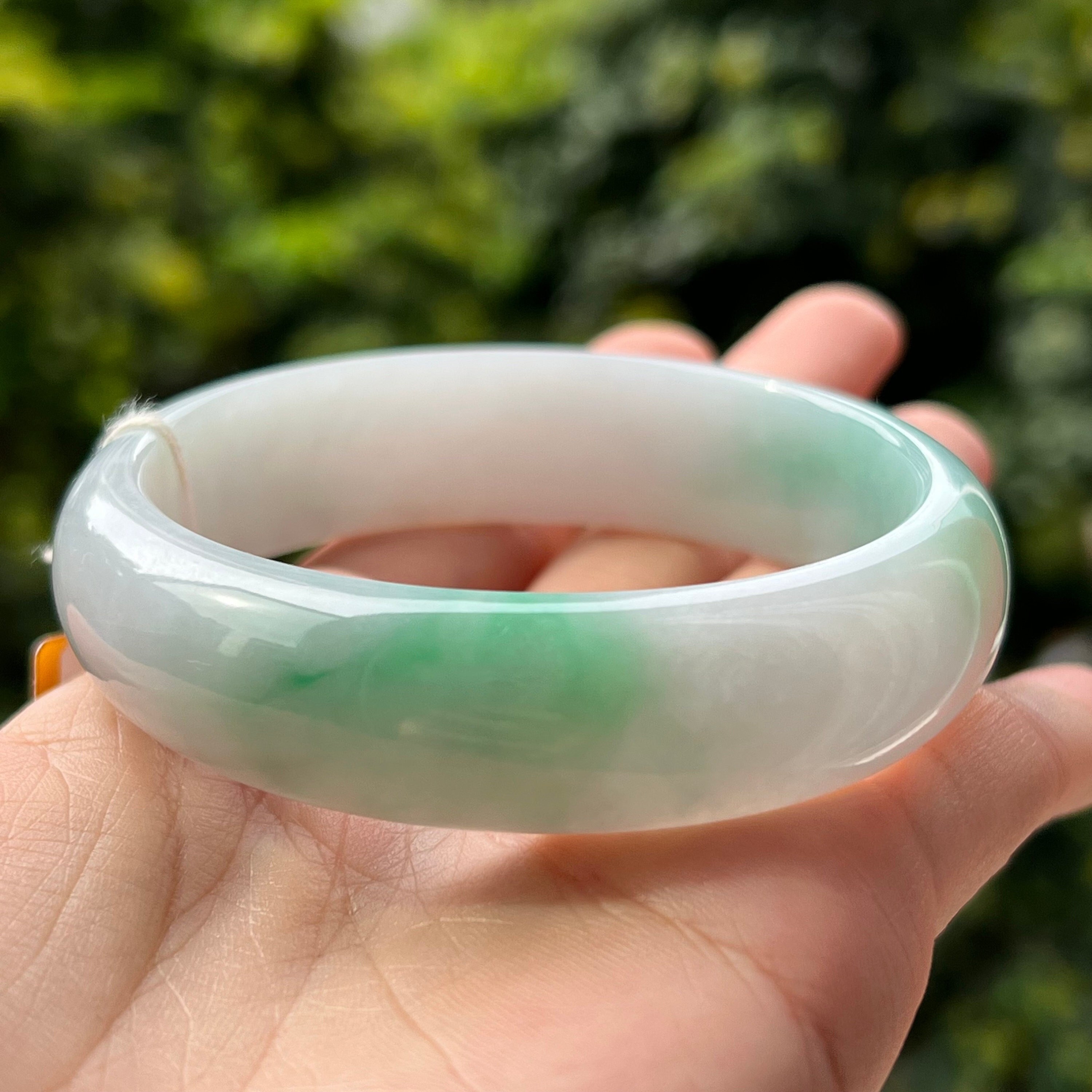 59.06 mm 翡翠バングル トゥルーグリーン フェイントラベンダーグレー