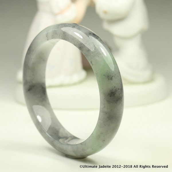 58.5mm Jade Bangle Volcanic Ash Grey TriColor MB17KL12 Grade A Jadeite