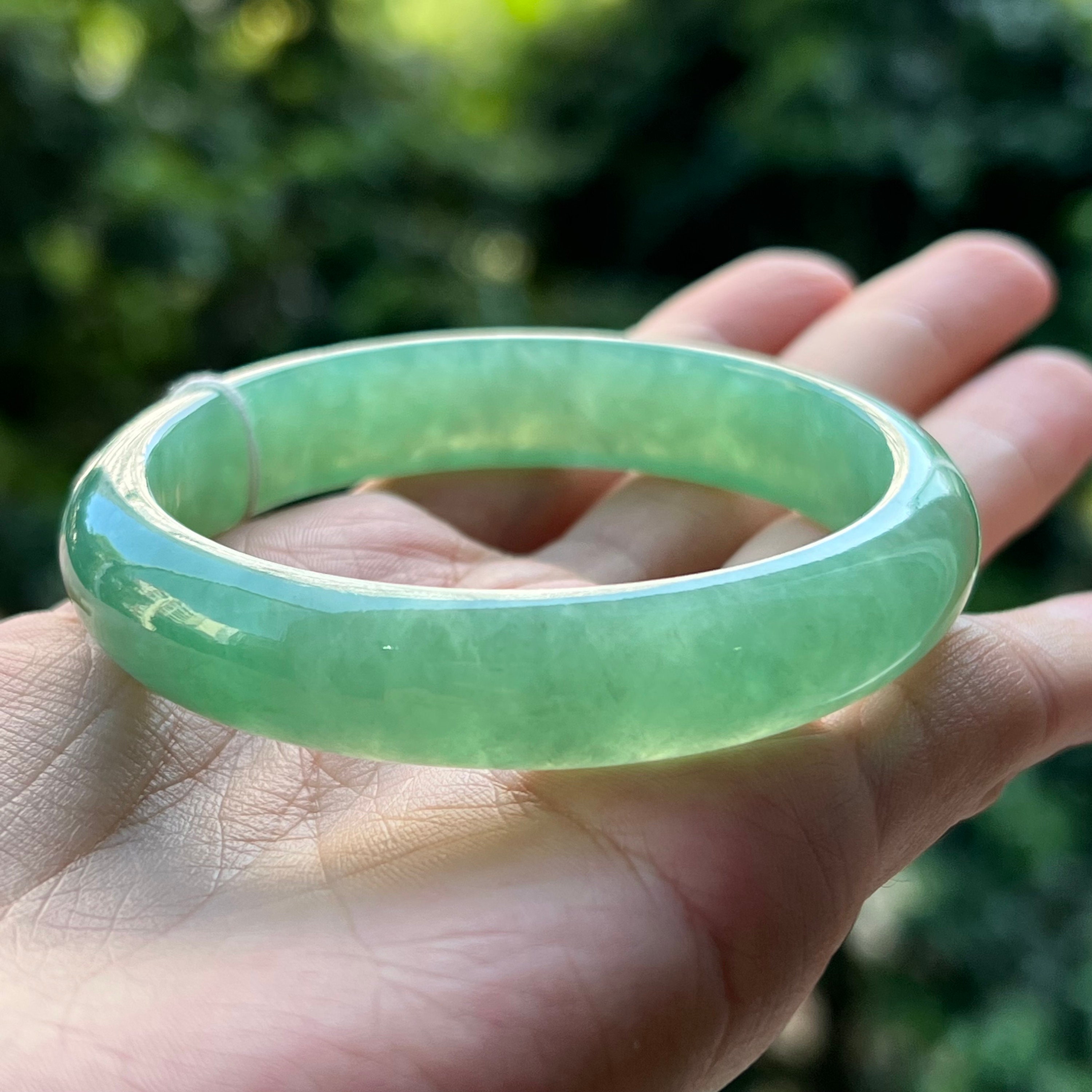 Jade Bangle Translucent Uniform Light Bluish Green Grade A Jadeite  (Burmese Jade)