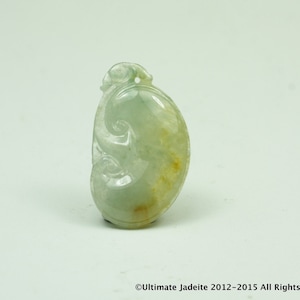 Jadeite Jade Pendant --  ICY Yellow TriColor Ruyi (Grade A)