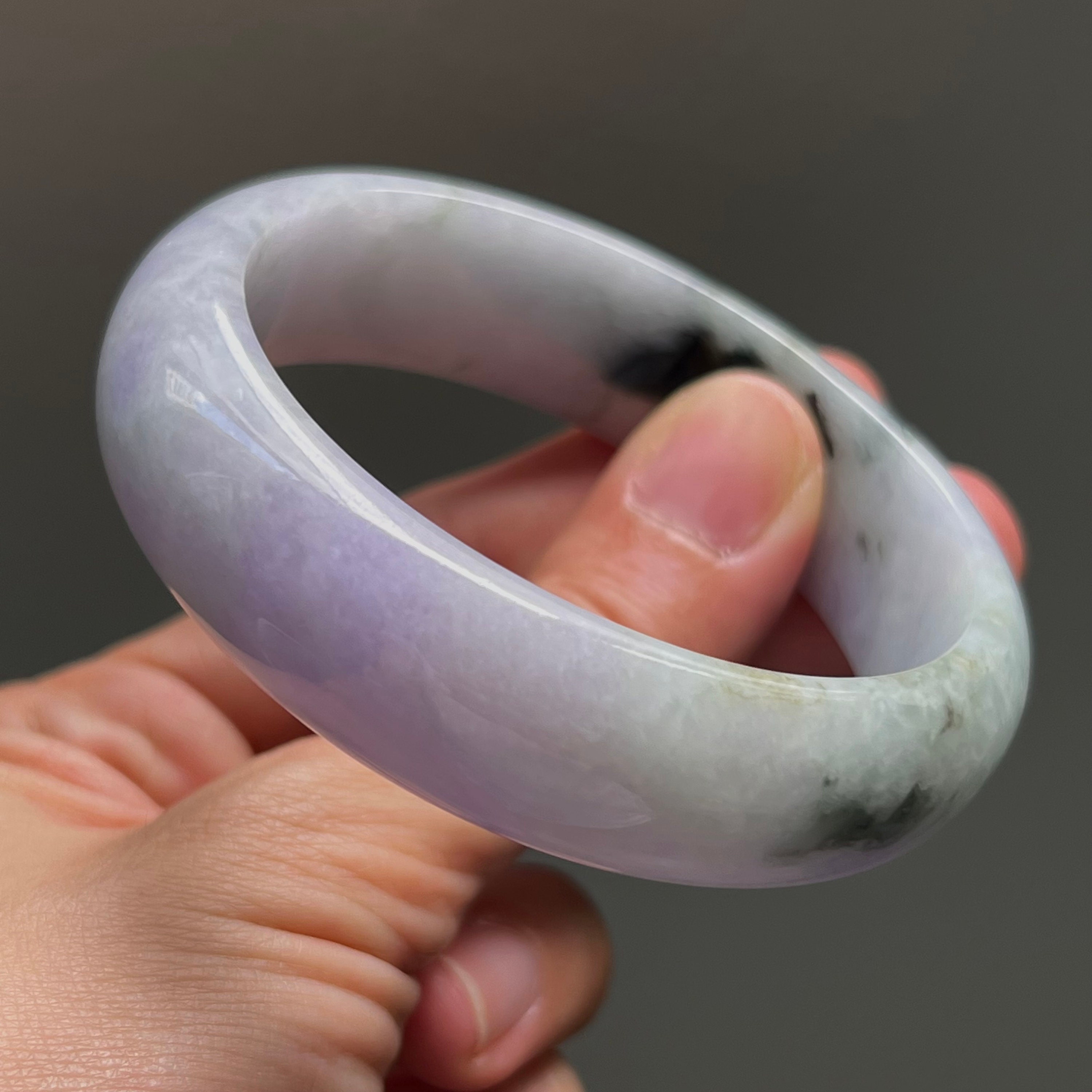 57.6mm Lavender Jade Bangle Grade A Jadeite Tricolor