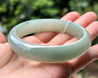 59.35 mm 天然翡翠バングル 細粒 青みがかったグリーン MB6L5L10