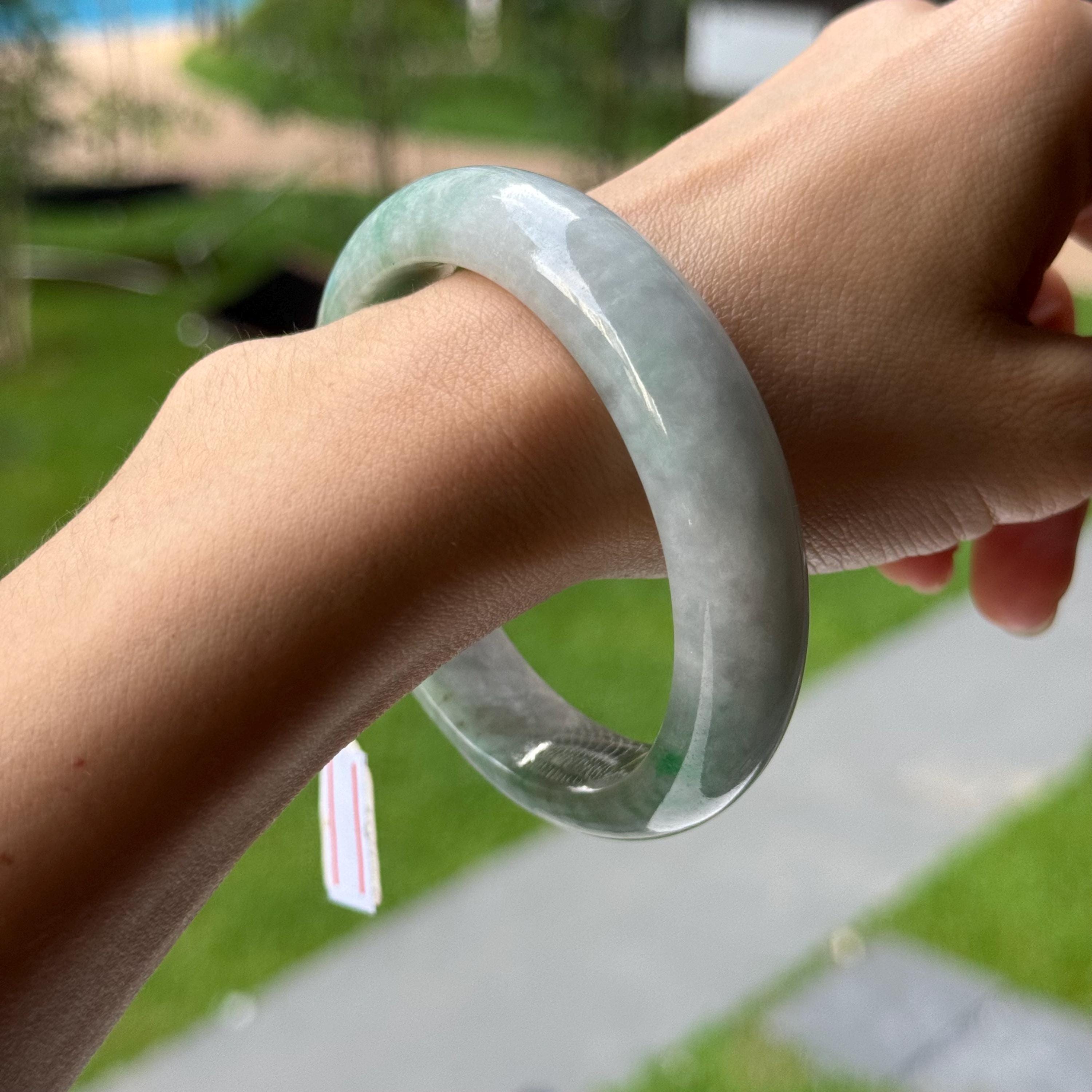 61.6mm Jade Bangle Grey Bright Green 4colors Grade A Jadeite MA815 ...