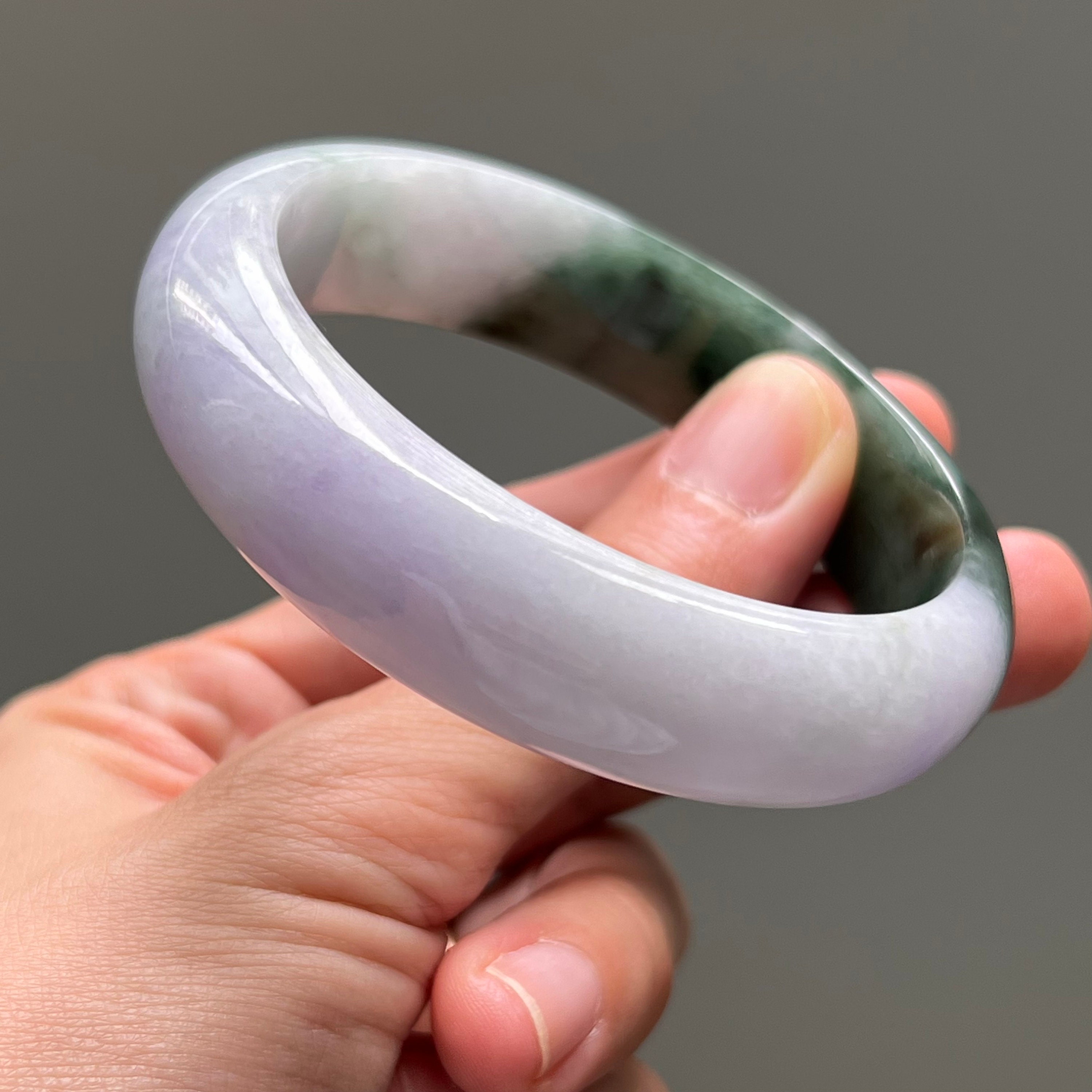 翡翠 ジェイド バングル ラベンダー 内径約58.5 ラベンダー 翡翠